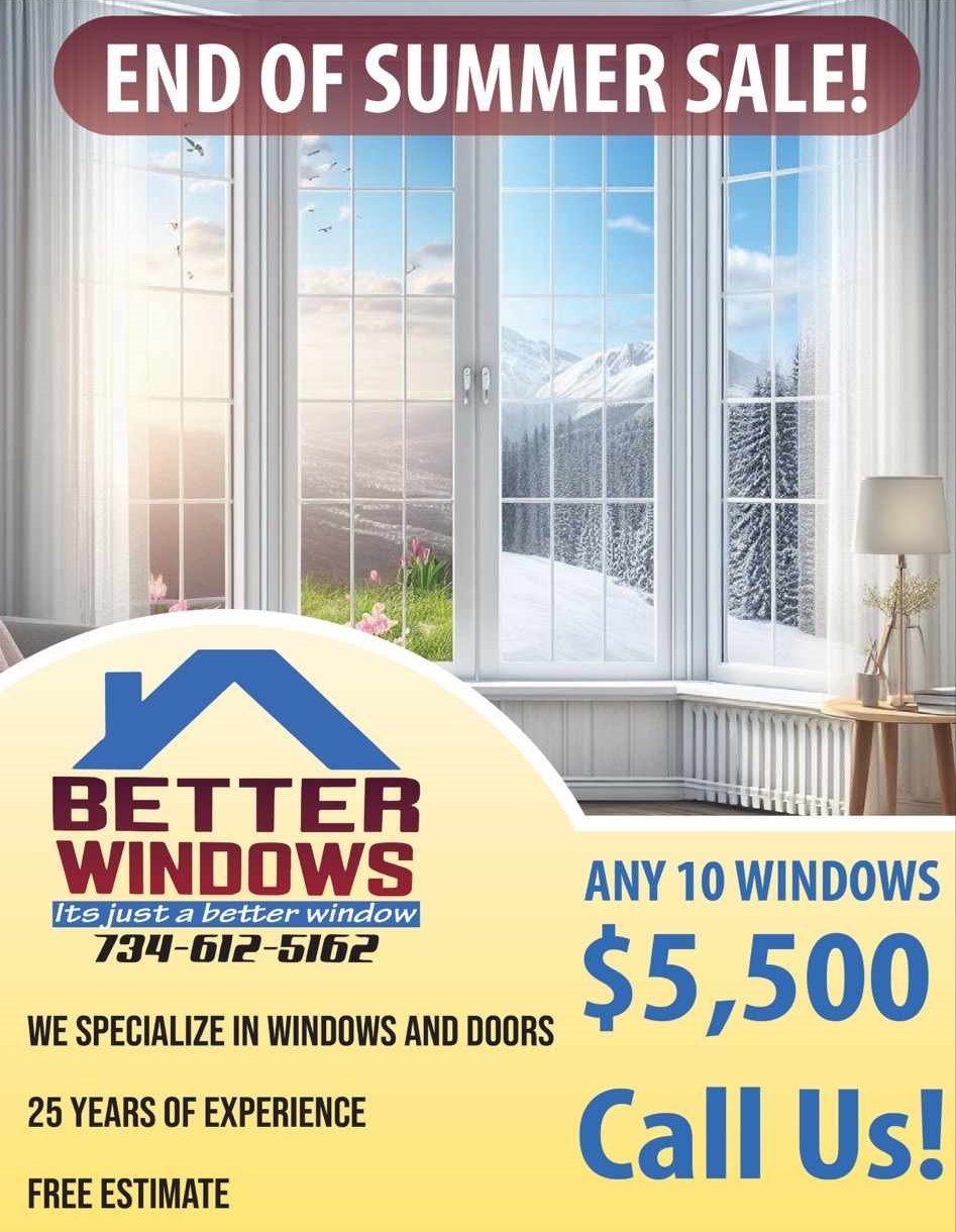 Summer Sale banner with windows in a bright room